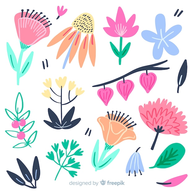 Lovely hand drawn flower collection