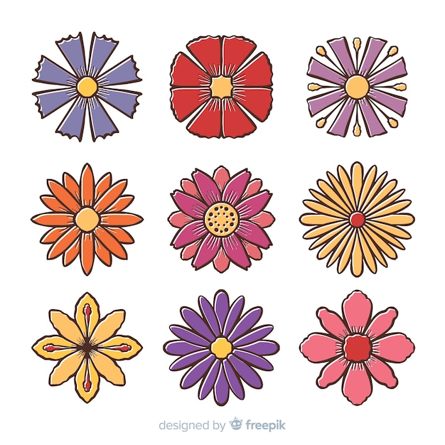 素敵な手描きの花のコレクション
