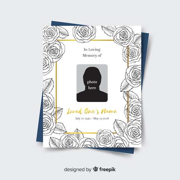 Lovely hand drawn funeral card template