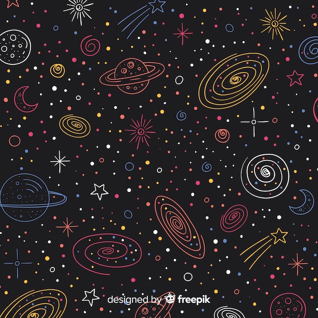 Free vector lovely hand drawn galaxy background