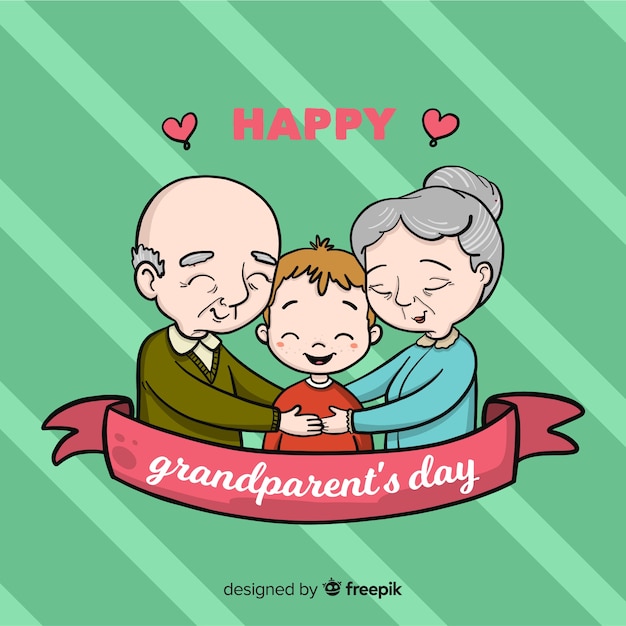 Free vector lovely hand drawn grandparents' day composition