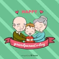 無料ベクター 素敵な手描きの祖父母の日の構成