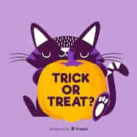 Free vector lovely hand drawn halloween cat