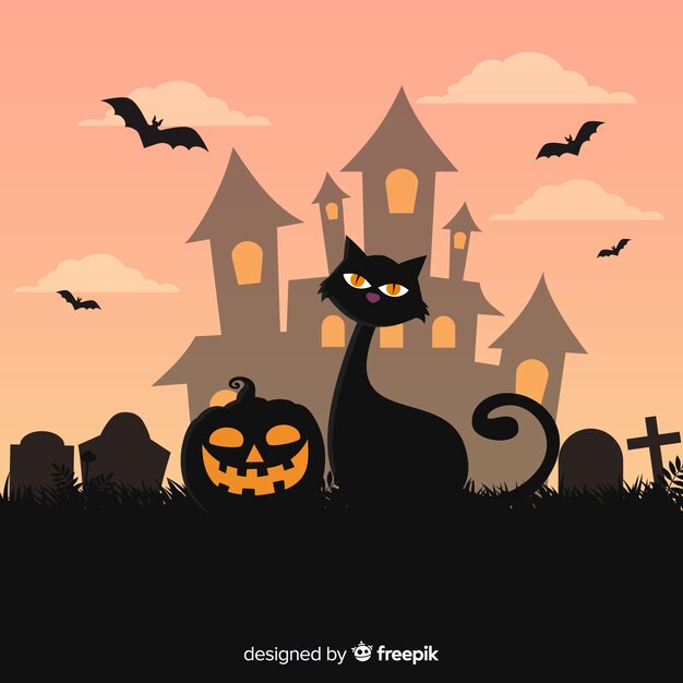 Lovely hand drawn halloween cat