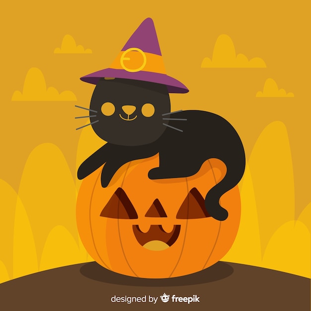 Lovely hand drawn halloween cat