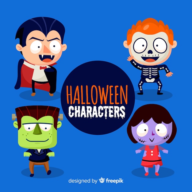 Lovely hand drawn halloween character collection