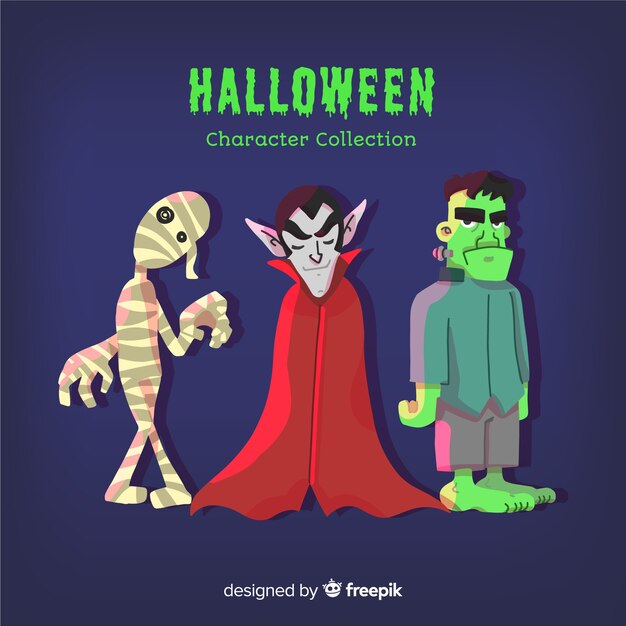 Lovely hand drawn halloween character collection