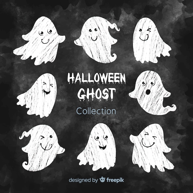 Free vector lovely hand drawn halloween ghost collection