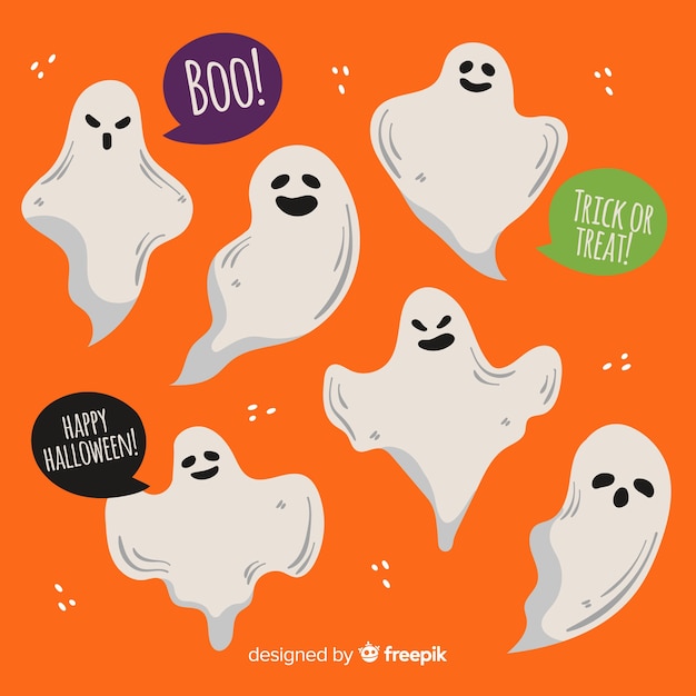 Lovely hand drawn halloween ghost collection