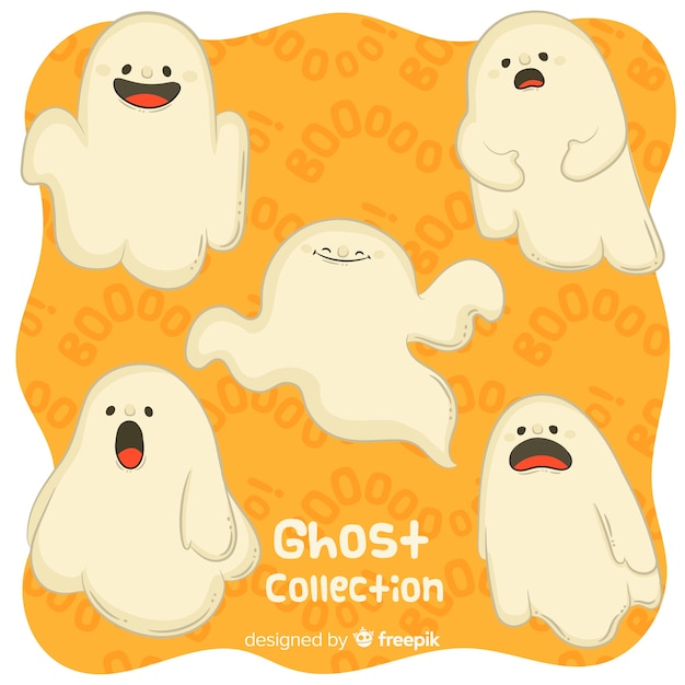 Lovely hand drawn halloween ghost collection