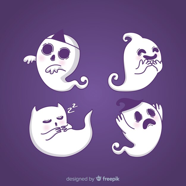 Lovely hand drawn halloween ghost collection