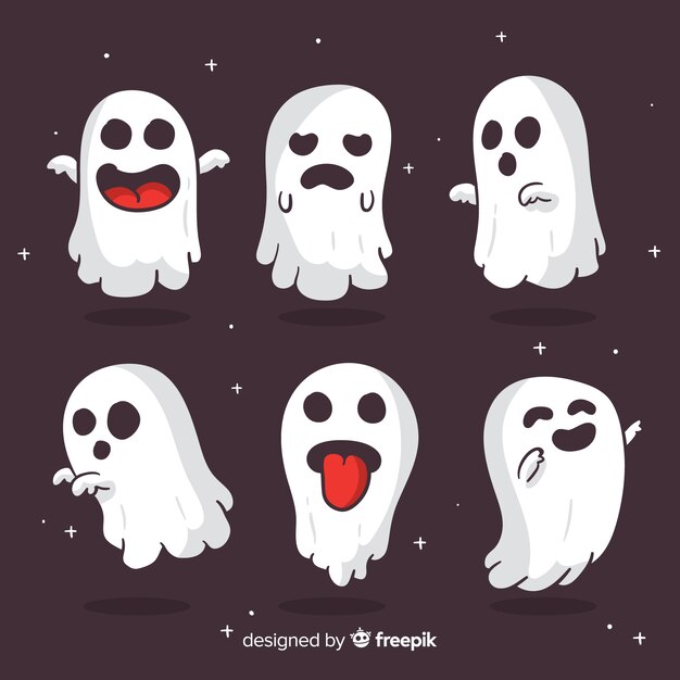 Lovely hand drawn halloween ghost collection