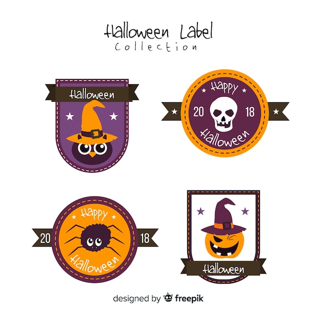 Lovely hand drawn halloween label collection