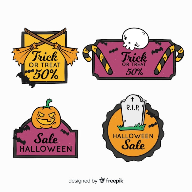 Lovely hand drawn halloween sale label collection