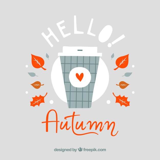 Lovely hand drawn hello autumn background