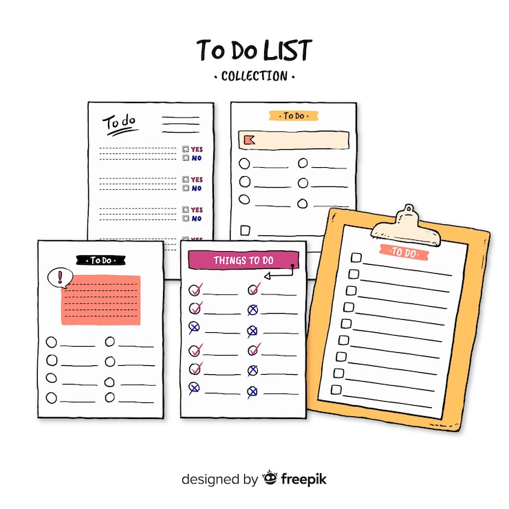 Free Vector lovely hand drawn list to do collection