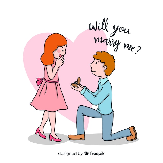 Lovely hand drawn marriage proposal concept