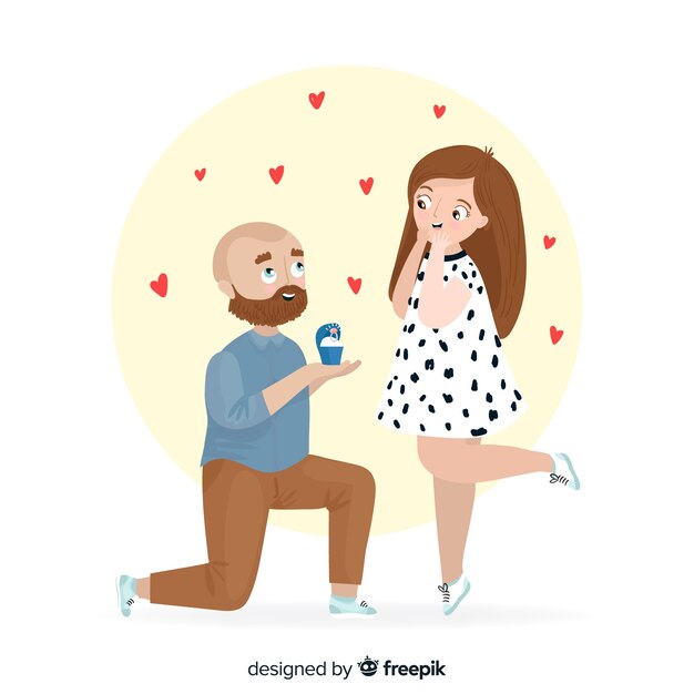 Concetto di proposta di matrimonio disegnato a mano incantevole