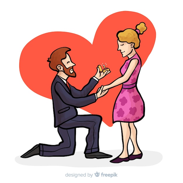 Free vector lovely hand drawn marriage proposal concept