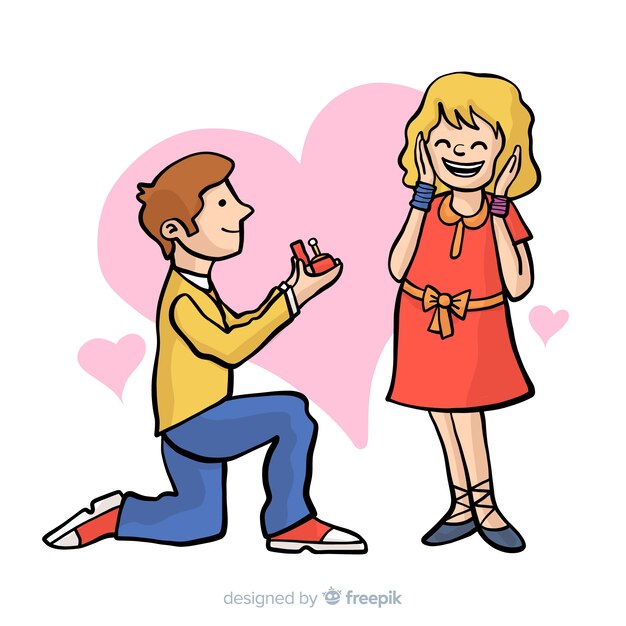 Lovely hand drawn marriage proposal concept