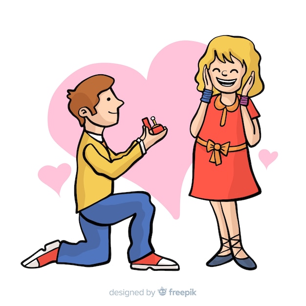 Lovely hand drawn marriage proposal concept