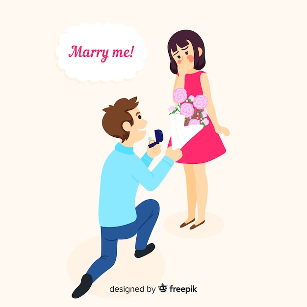 Free vector lovely hand drawn marriage proposal concept