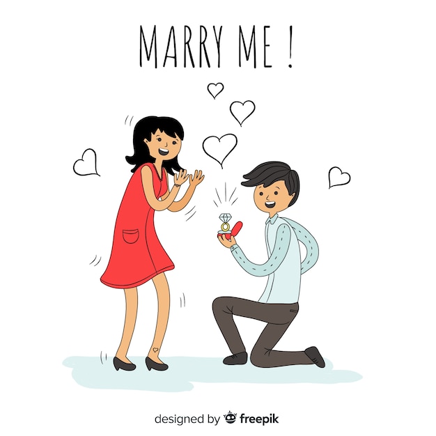 Lovely hand drawn marriage proposal concept