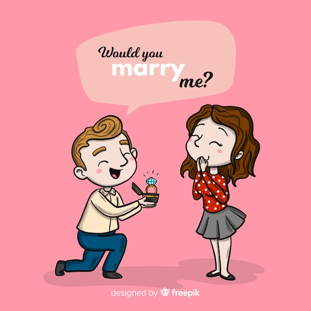 Free vector lovely hand drawn marriage proposal concept