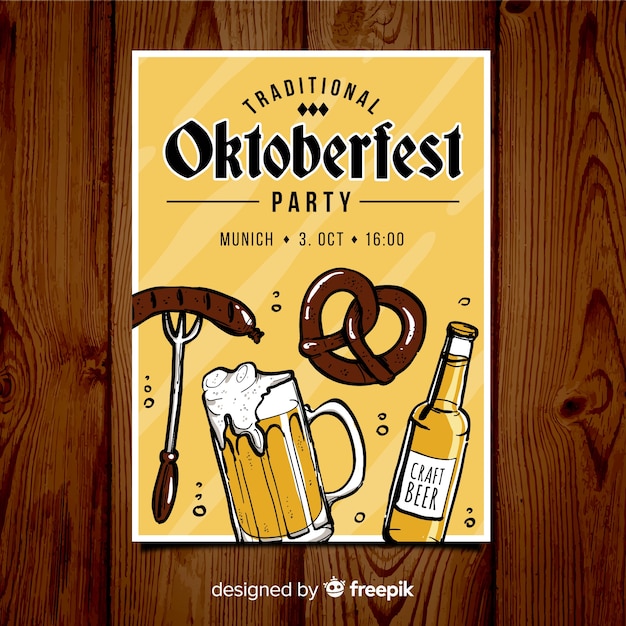 Lovely hand drawn oktoberfest party poster