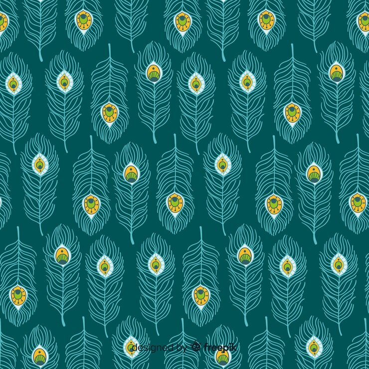 Free Vector lovely hand drawn peacock feather pattern