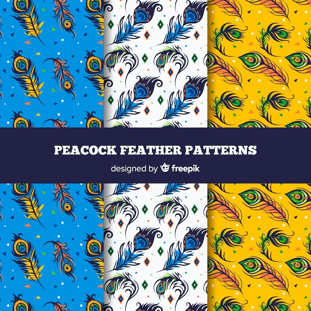 Lovely hand drawn peacock feather pattern