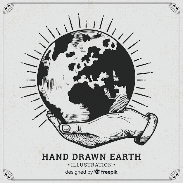 Free vector lovely hand drawn planet earth composition