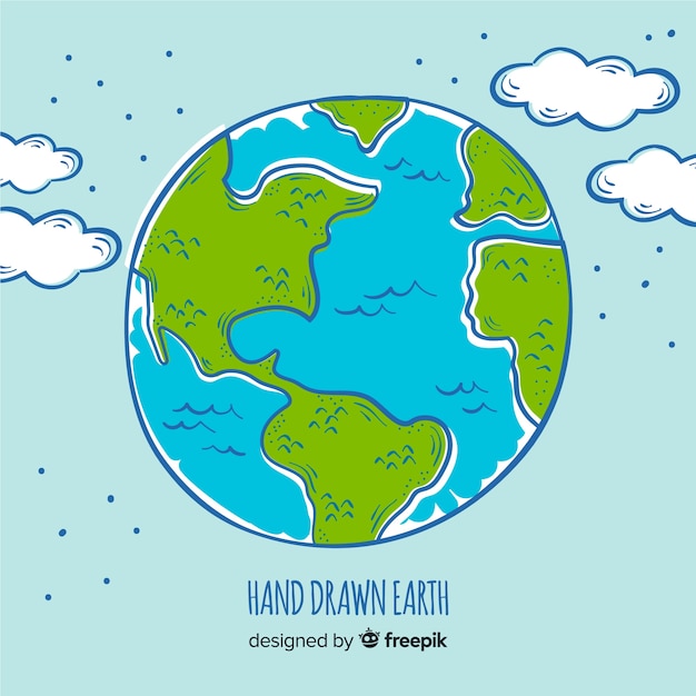 Free vector lovely hand drawn planet earth composition