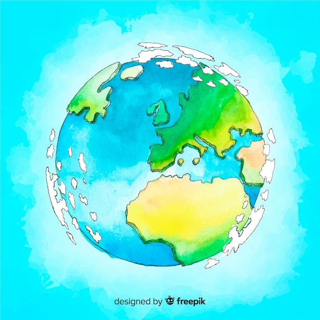 Lovely hand drawn planet earth composition