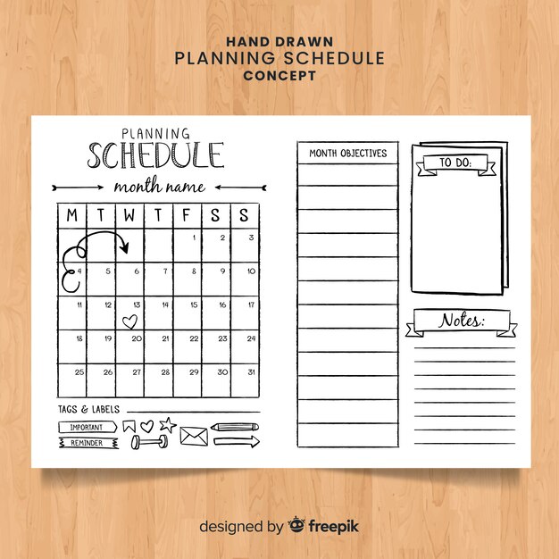 Lovely hand drawn planning schedule concept