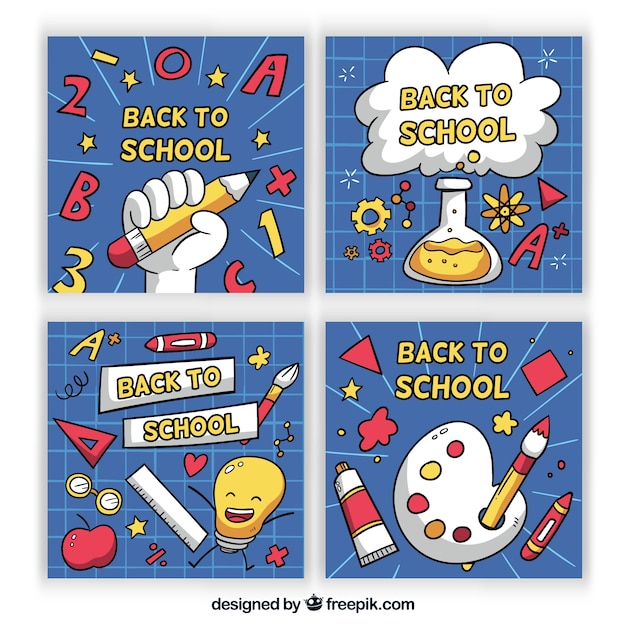 Lovely hand drawn school card collection