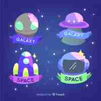 Free vector lovely hand drawn space badge collection