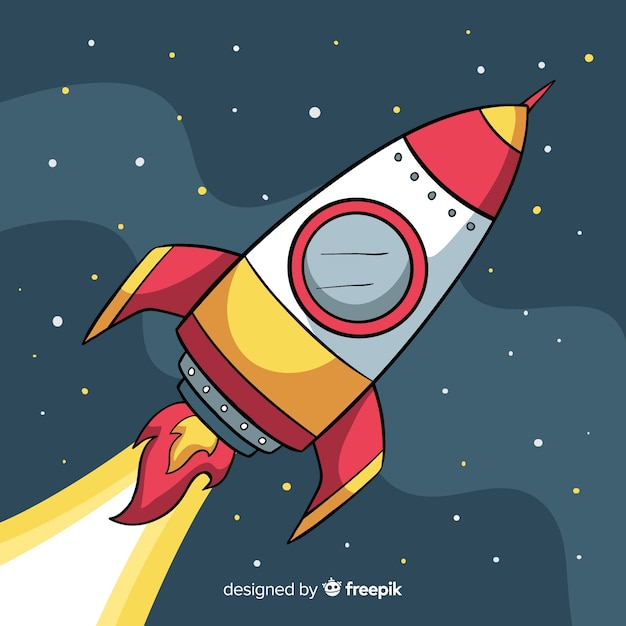 Free vector lovely hand drawn space rocket composition