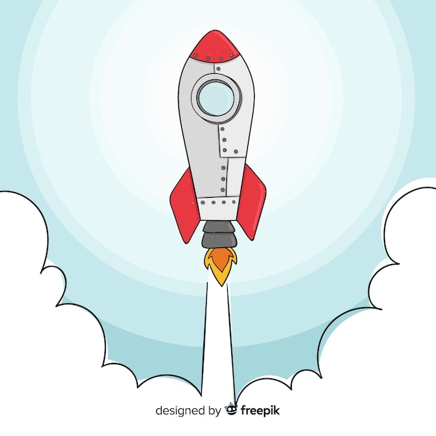 Free vector lovely hand drawn space rocket