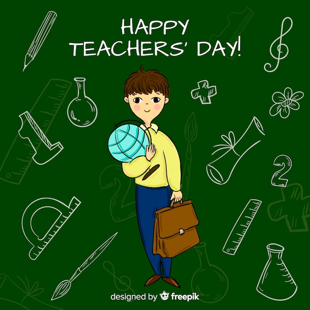 Free vector lovely hand drawn teachers' day composition