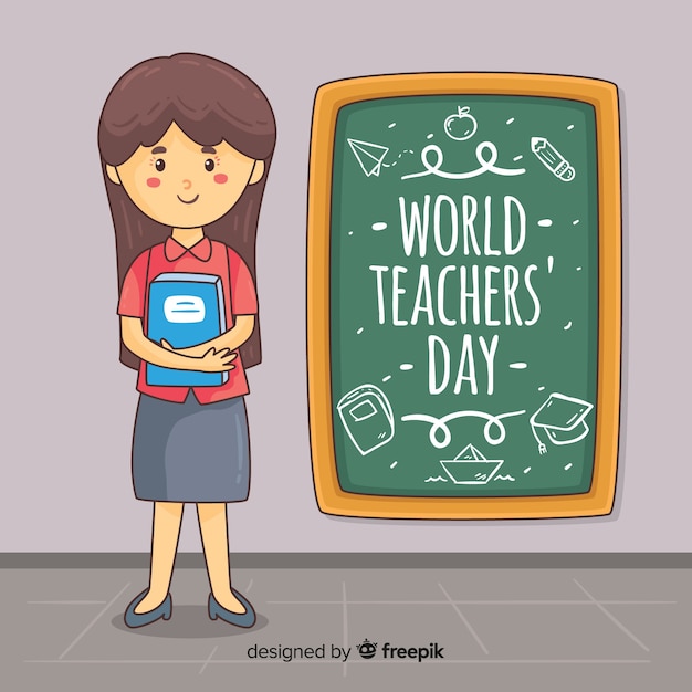 Free vector lovely hand drawn teachers' day composition