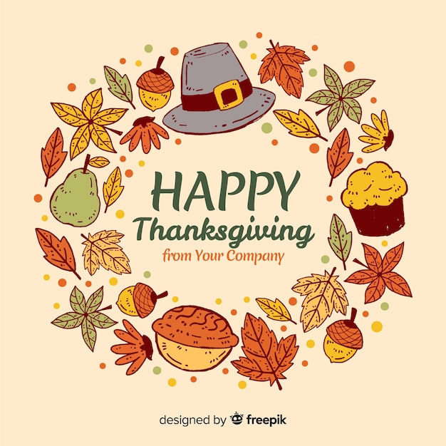 Free vector lovely hand drawn thanksgiving background