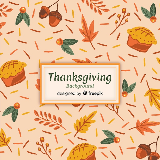Free Vector lovely hand drawn thanksgiving background