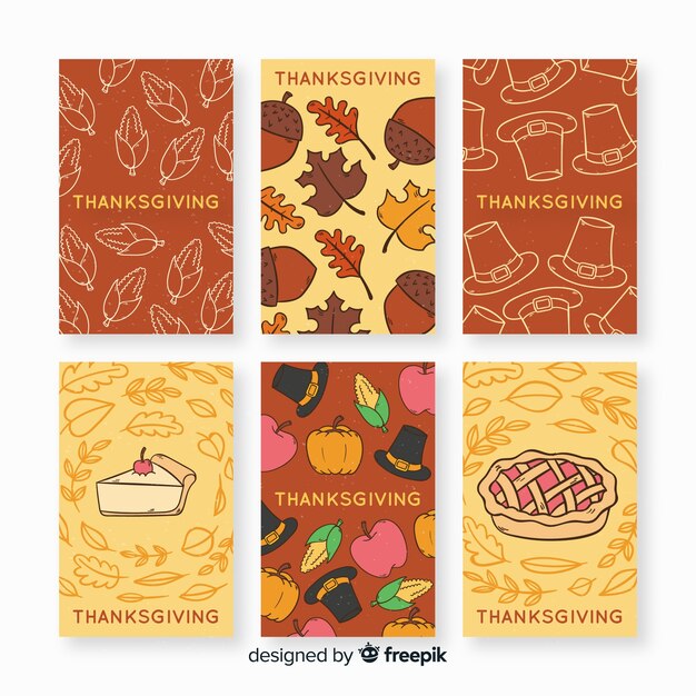 Lovely hand drawn thanksgiving card collection