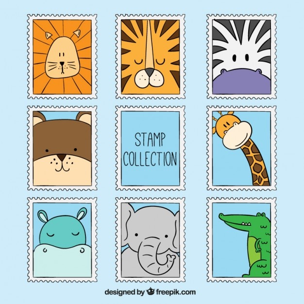 Free Vector  Cute stamps with nice drawings