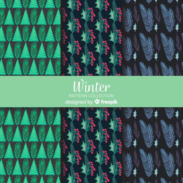 Lovely hand drawn winter pattern collection