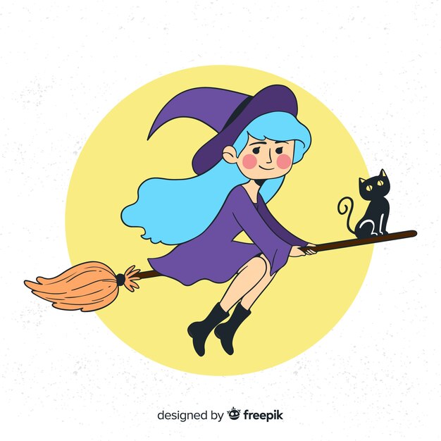 Lovely hand drawn witch character