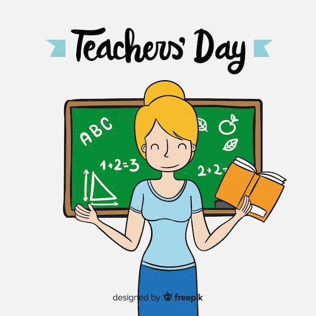 Free vector lovely hand drawn world teachers' day composition