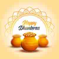 Free vector lovely happy dhanteras decorative festival card
