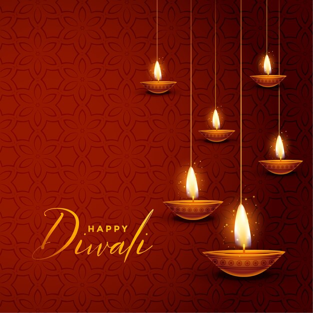 Lovely happy diwali decorative diya festival card design